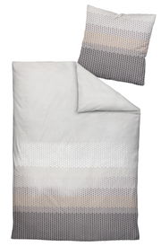 Bettwäsche-Set 135x200cm mit geometrischem Muster in Grau- und Beigetönen, Draufsicht