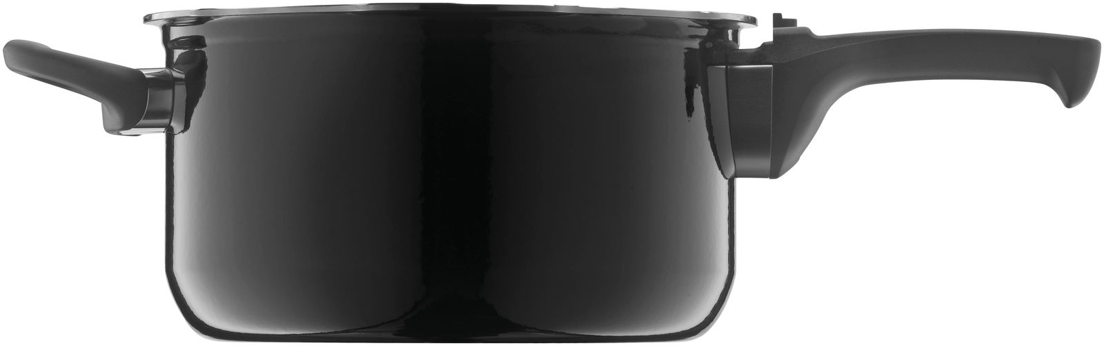 Schwarzer Schnellkochtopf Sicomatic t-Plus 4,5l, Seitenansicht mit Griffen