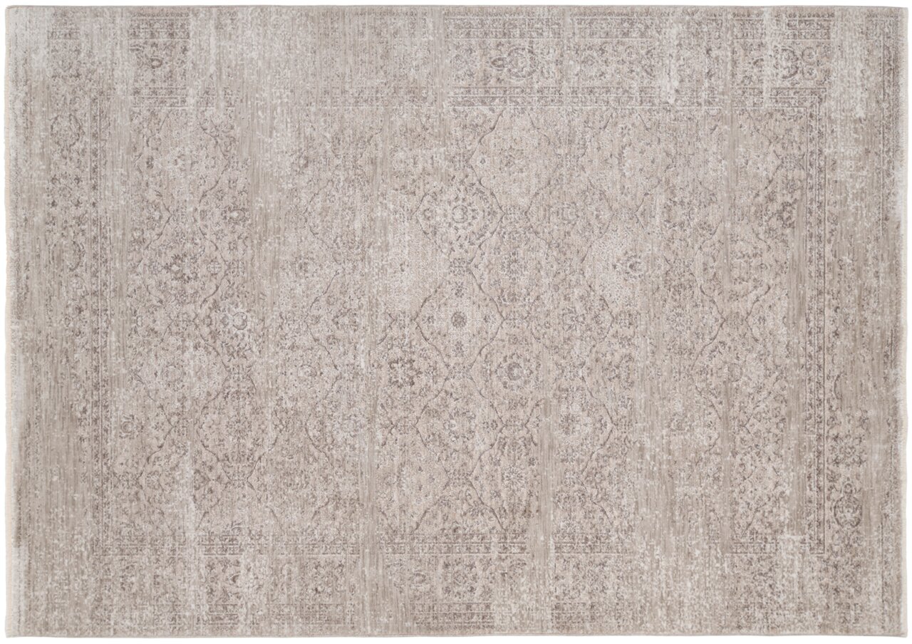 Designer Teppich mit orientalischem Muster in Beige- und Grautönen, Draufsicht