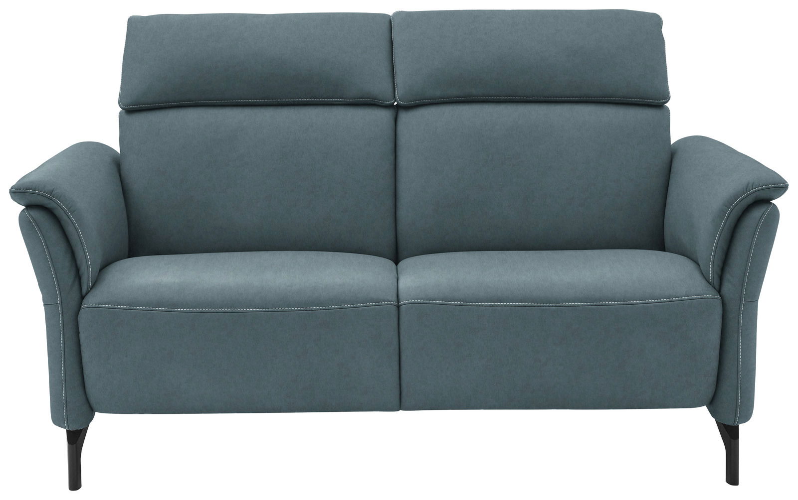 Zweiersofa in blauem Stoff, Frontalansicht