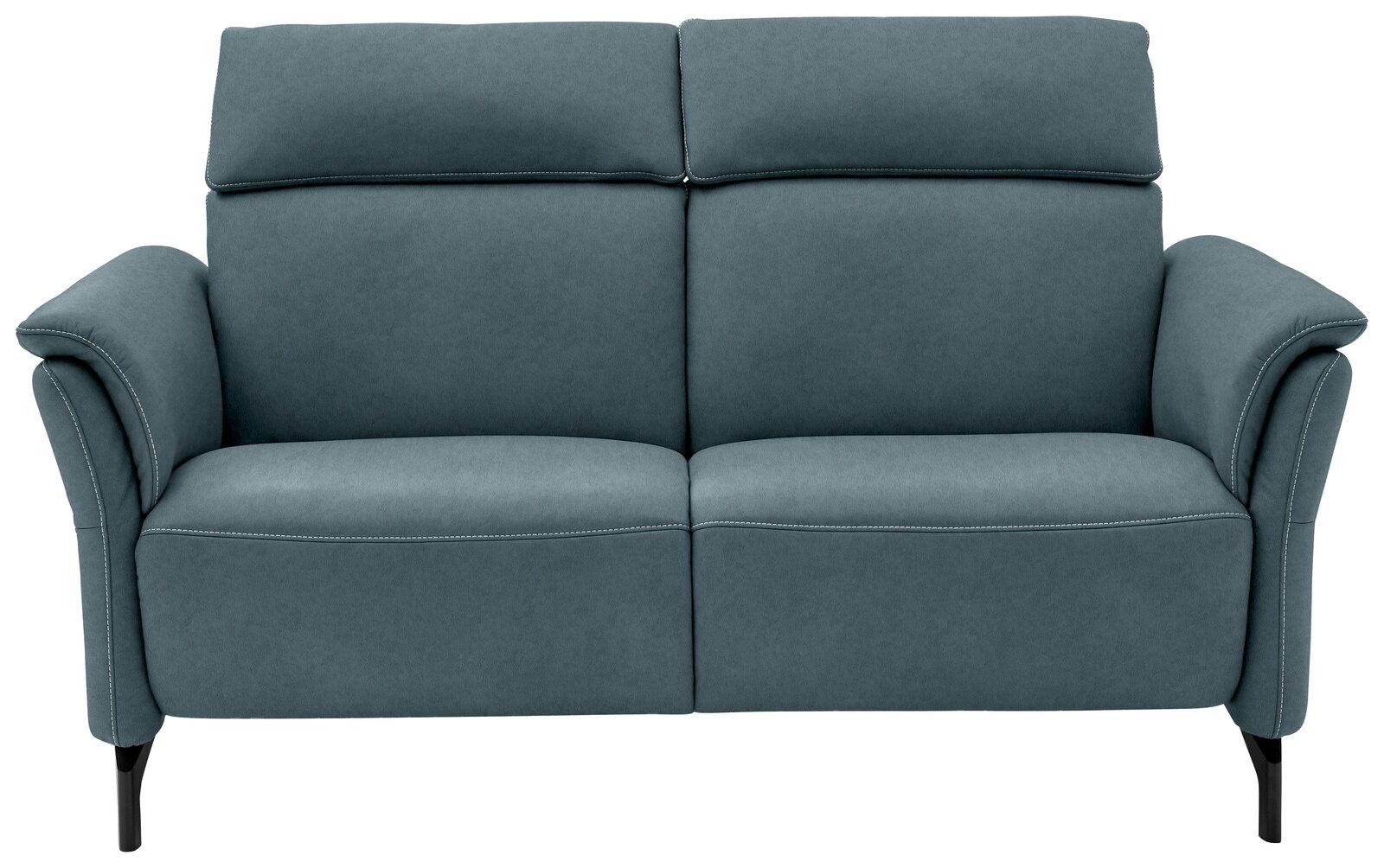 Zweiersofa in blauem Stoff, Frontalansicht