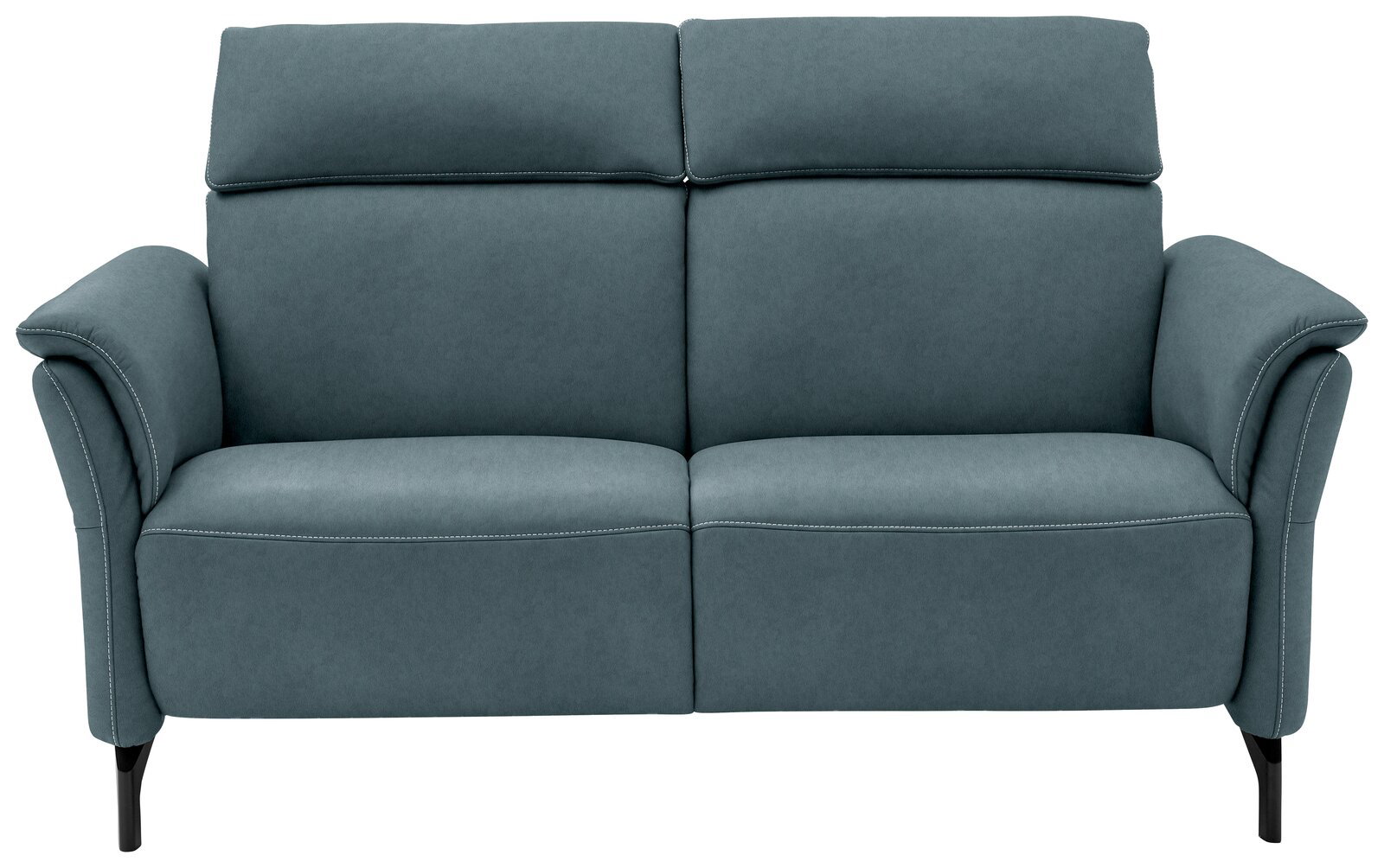Zweiersofa in blauem Stoff, Frontalansicht