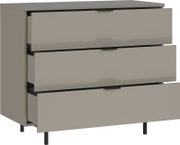 Commode met drie open lades, zijaanzicht