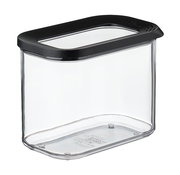 Transparente Vorratsdose Modula 1000 ml mit schwarzem Deckel, seitliche Perspektive
