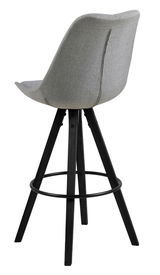 Grauer Barhocker mit schwarzem Holzgestell, Rückansicht