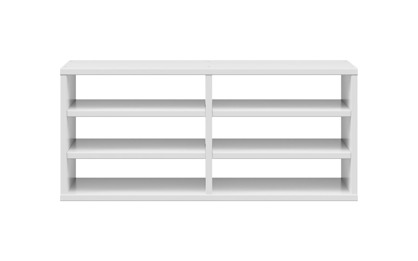 Weißer Regalfach-Einsatz CONNECT mit sechs Fächern, frontal betrachtet.