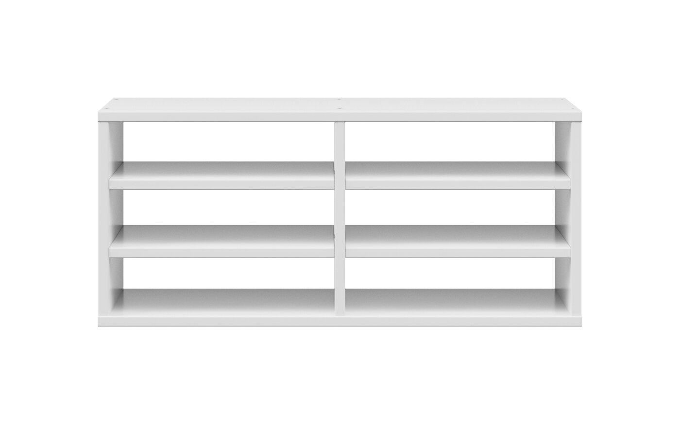 Weißer Regalfach-Einsatz CONNECT mit sechs Fächern, frontal betrachtet.