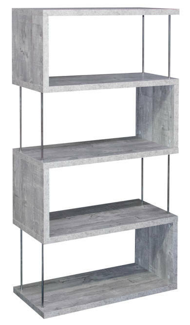 Modernes Standregal mit vier offenen Fächern in Betonoptik, seitliche Perspektive