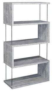 Modernes Standregal mit vier offenen Fächern in Betonoptik, seitliche Perspektive