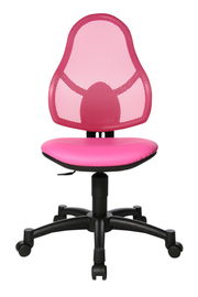 Pinkfarbener Drehstuhl mit Netzrückenlehne, Vorderansicht