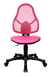 Pinkfarbener Drehstuhl mit Netzrückenlehne, Vorderansicht