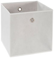 Weiße Stoffbox mit Metallösen, perspektivisch von vorne rechts fotografiert