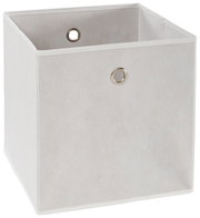 Weiße Stoffbox mit Metallösen, perspektivisch von vorne rechts fotografiert