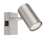 Moderner Strahler aus gebürstetem Metall, seitliche Perspektive