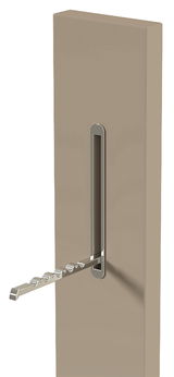 Garderobenpaneel-Leiste LECCO in seitlicher Perspektive mit ausklappbarem Haken in modernem Design.