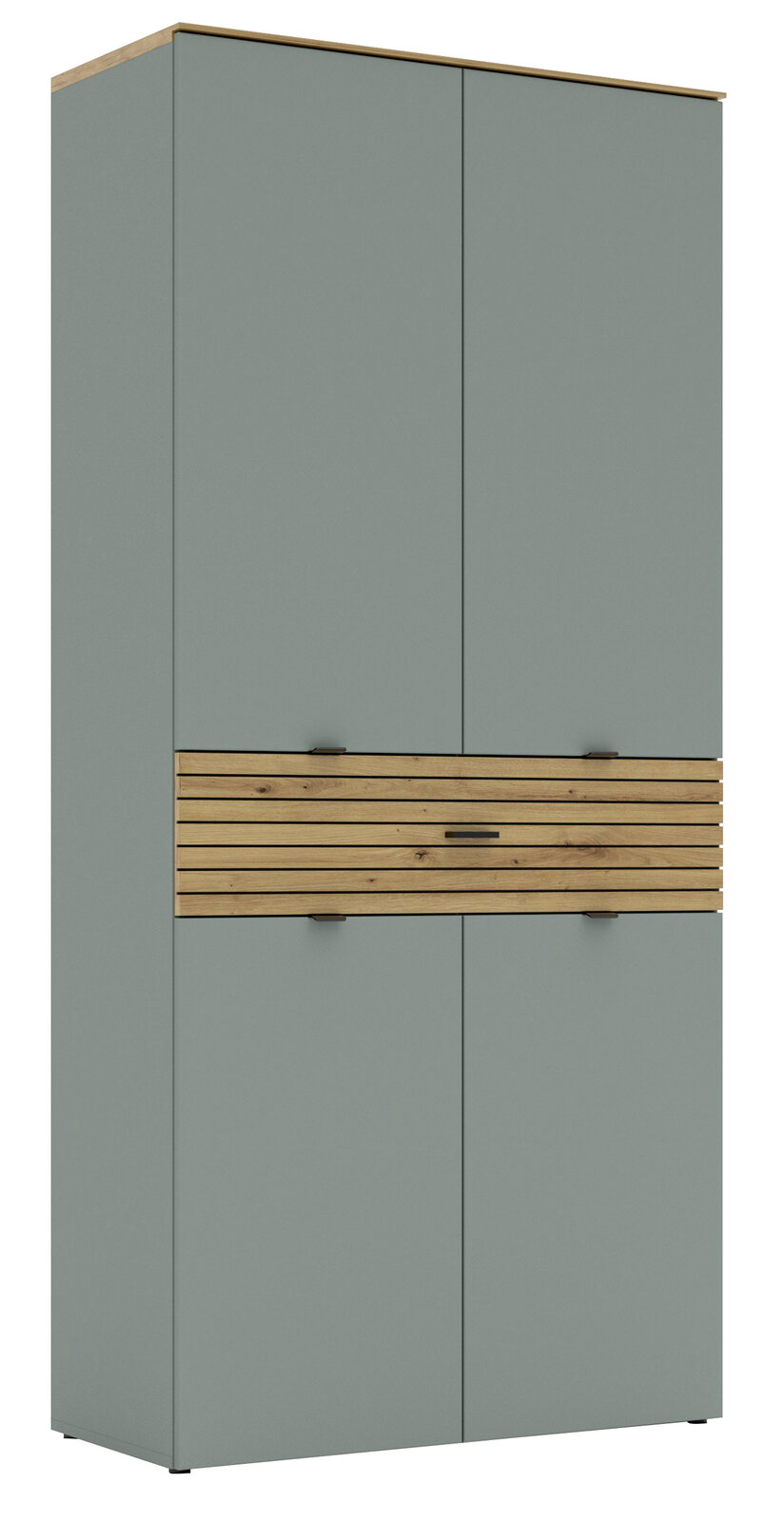 Voleo XL-Schuhschrank DIANA Moderner XL-Schuhschrank in Grau mit Holzdetails, Frontalansicht