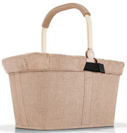 Beiger Einkaufskorb mit Tragegriff, seitliche Perspektive