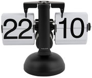 Retro Tischuhr mit Klappzahlen, schwarze Basis, Vorderansicht