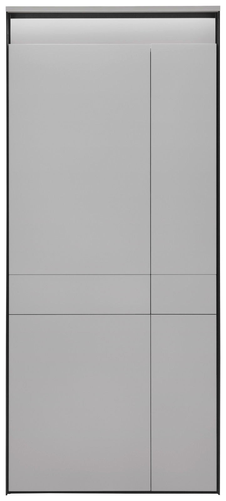 Moderner XL-Garderobenschrank in grauer Farbe, Frontalansicht