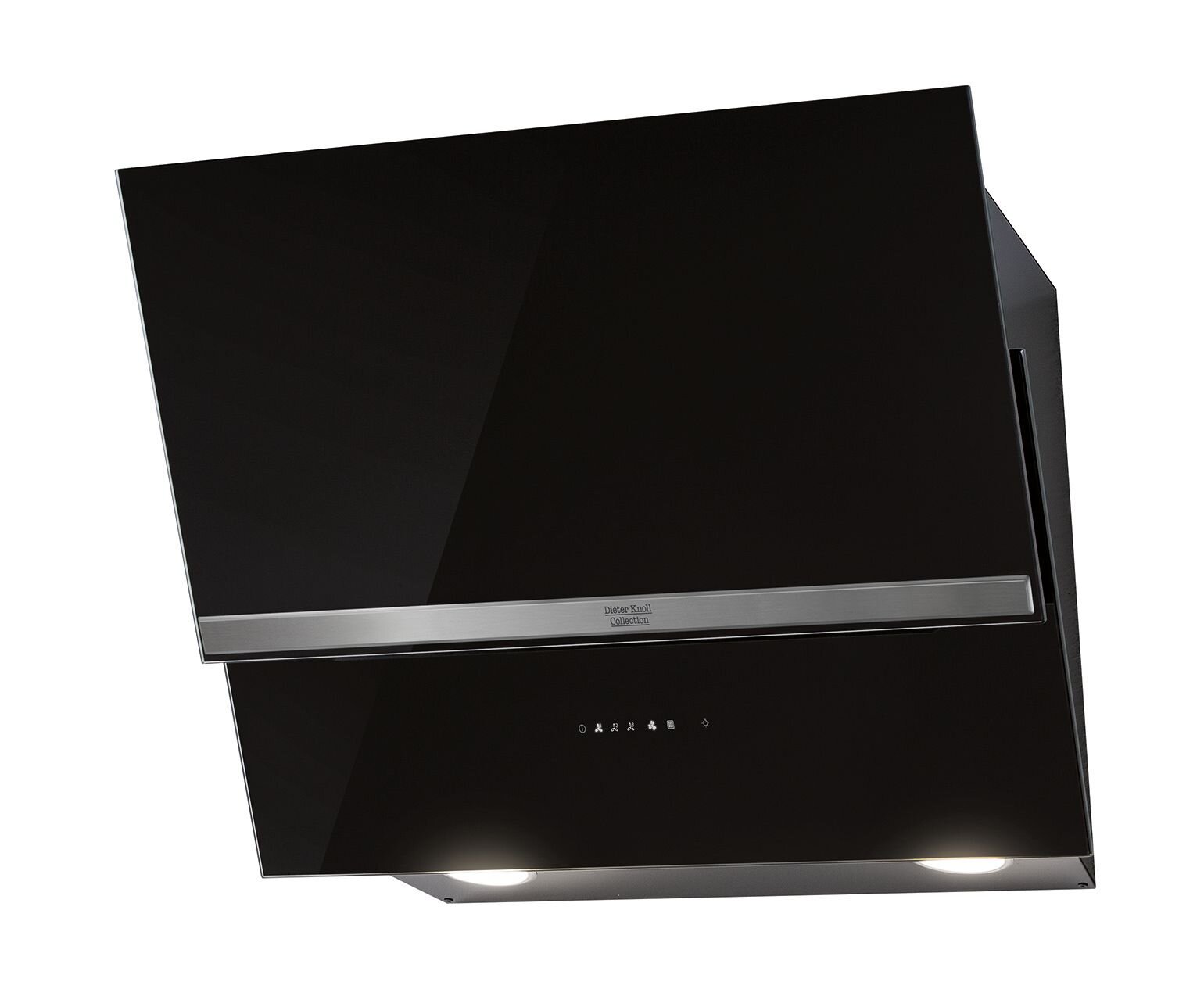 Schwarze Kopffrei-Haube mit Edelstahlleiste, Frontansicht