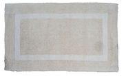 Beiger Badteppich 70x120cm in Draufsicht mit rechteckigem Muster