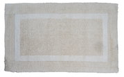 Beiger Badteppich 70x120cm in Draufsicht mit rechteckigem Muster