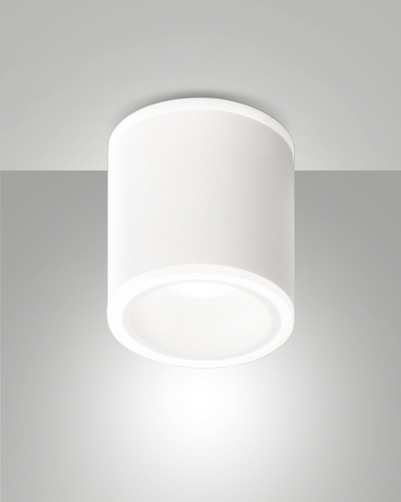 Cilindrische LED-opbouwspot Fabas Luce PACA in wit, gezien van onderaf