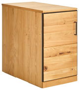 Holz-Aktenschrank mit zwei Schubladen, seitliche Perspektive