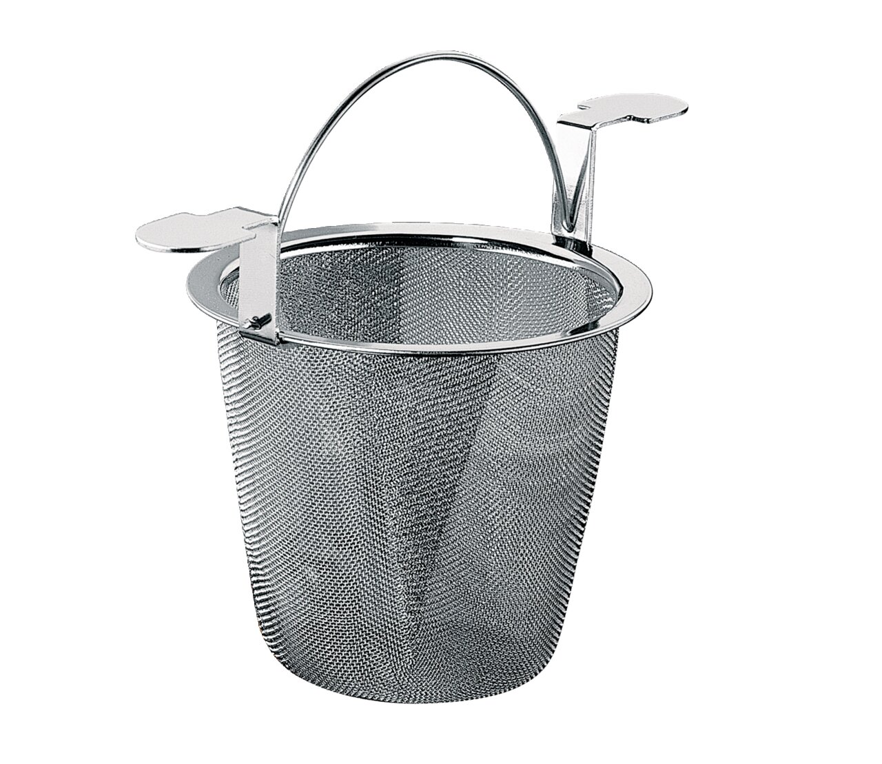 Teesieb CLASSIC aus Edelstahl mit Griffen, seitliche Perspektive