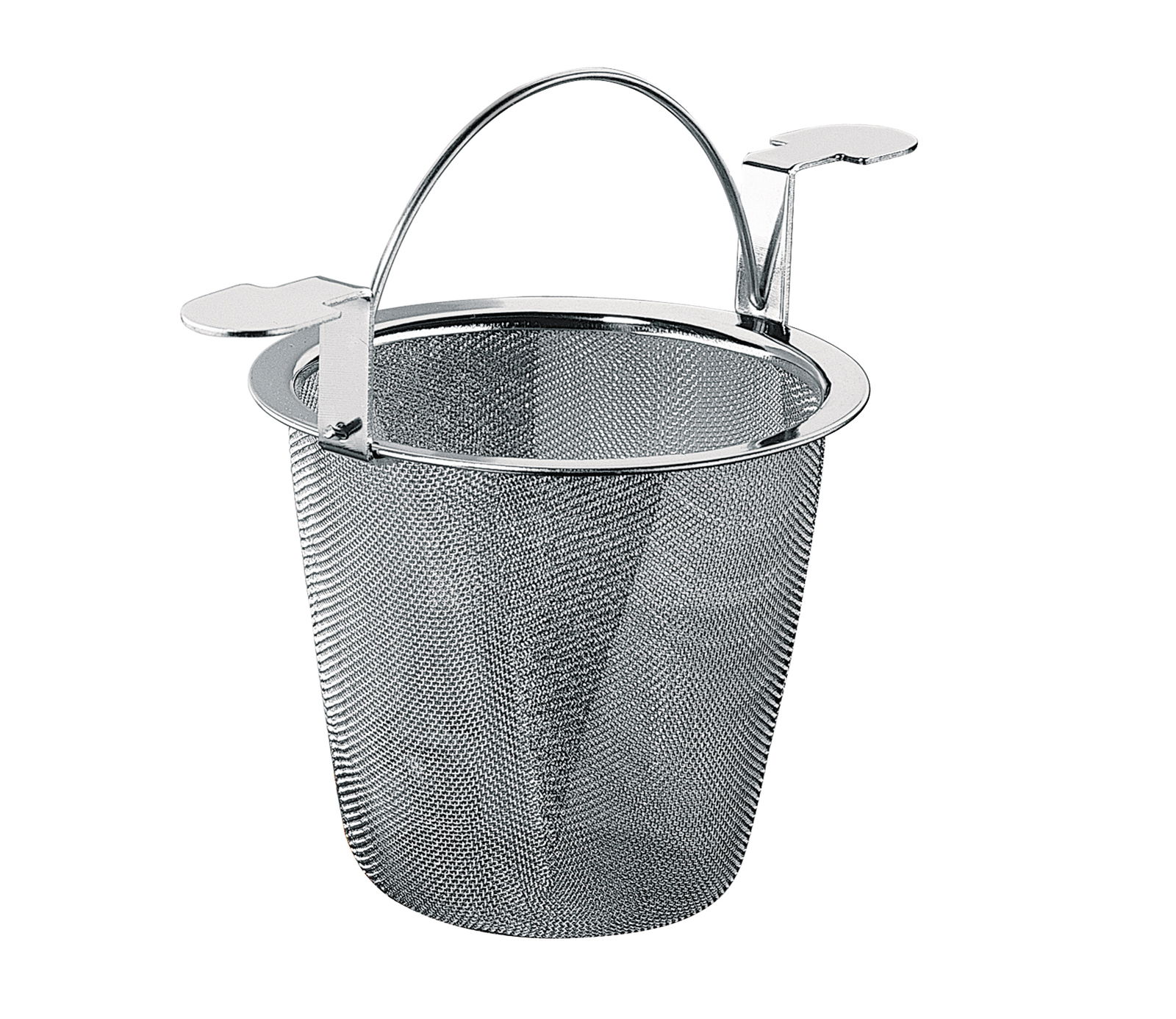 Teesieb CLASSIC aus Edelstahl mit Griffen, seitliche Perspektive