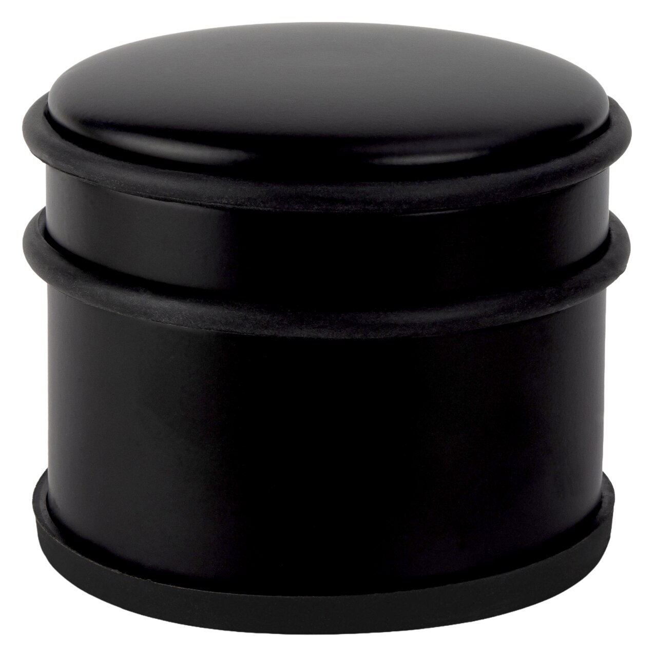 Justinus Türstopper LIFE STYLE Schwarzer Türstopper aus Metall, zylindrische Form, seitliche Perspektive
