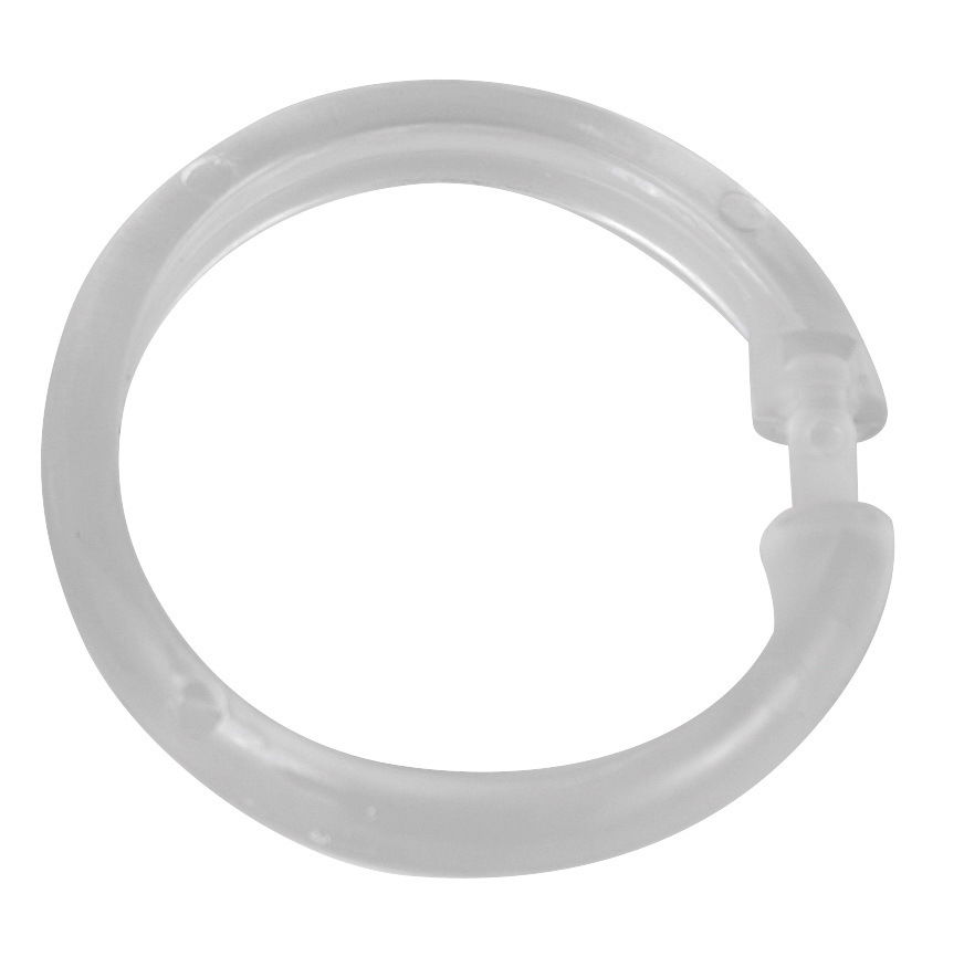 Transparenter Duschvorhangring aus Kunststoff, Nahaufnahme von oben