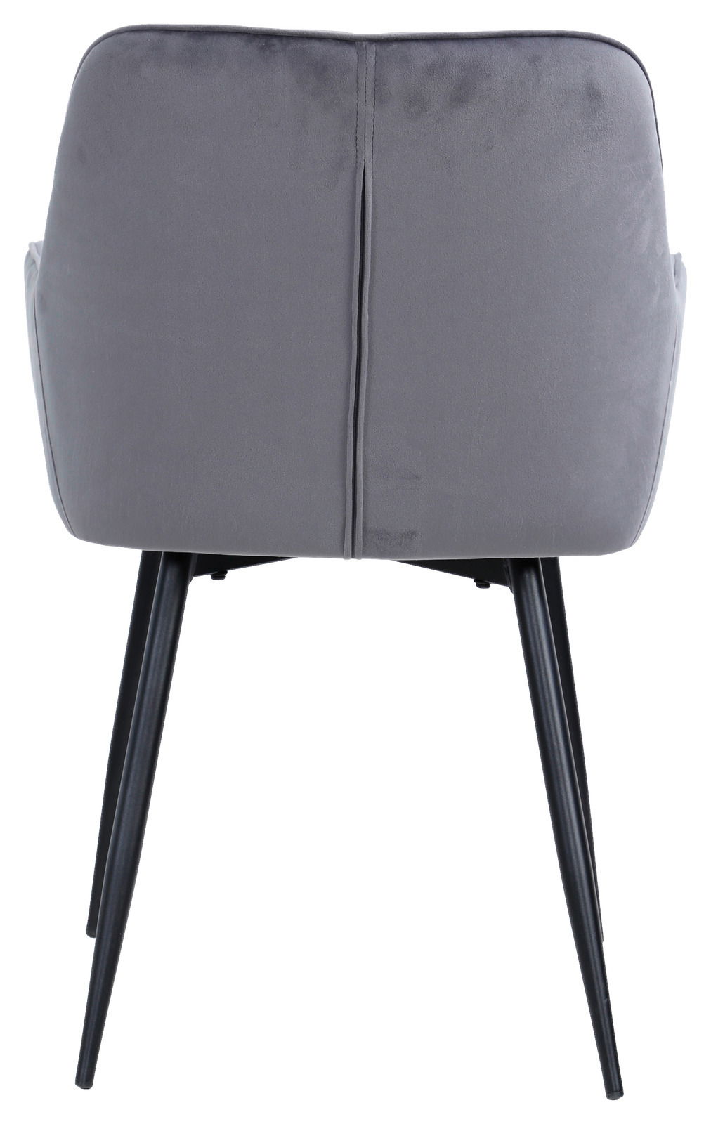 Osca Armlehnstuhl NICOLAS Rückansicht eines grauen Armlehnstuhls mit schwarzen Beinen