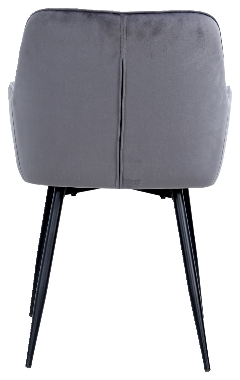 Osca Armlehnstuhl NICOLAS Rückansicht eines grauen Armlehnstuhls mit schwarzen Beinen