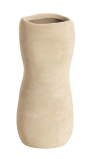 Beige Vase mit organischer Form, seitliche Perspektive