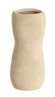 Beige Vase mit organischer Form, seitliche Perspektive