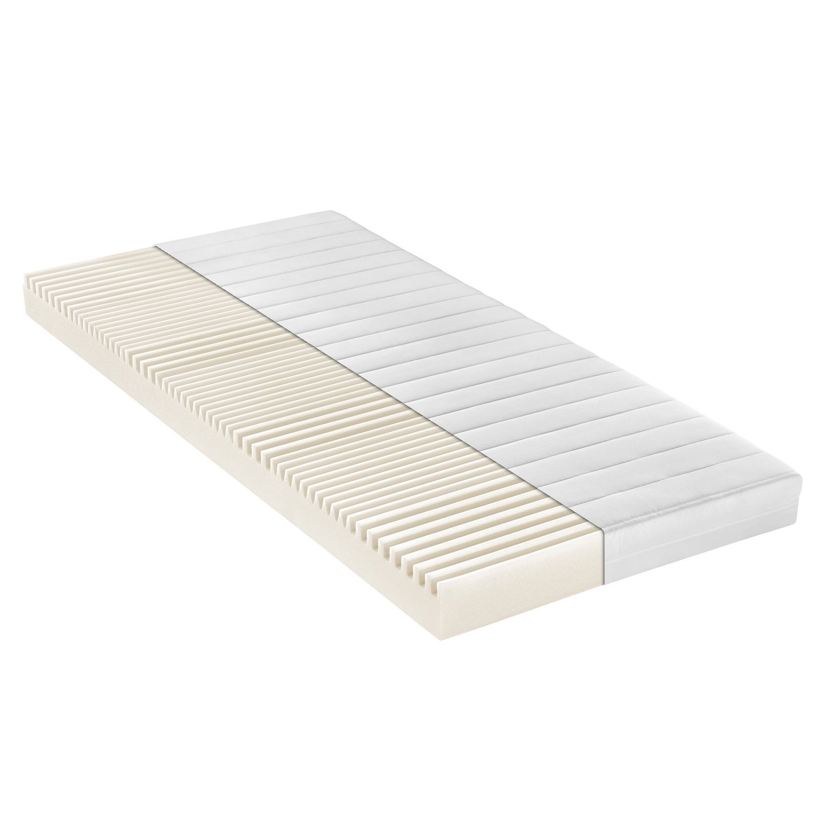 Komfort-Wendematratze H2/H3 in seitlicher Perspektive mit sichtbarer Struktur und zweifacher Härtegradoption.