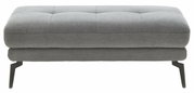 Grauer XXL-Hocker mit gepolsterter Sitzfläche und schwarzen Metallbeinen, Frontalansicht.