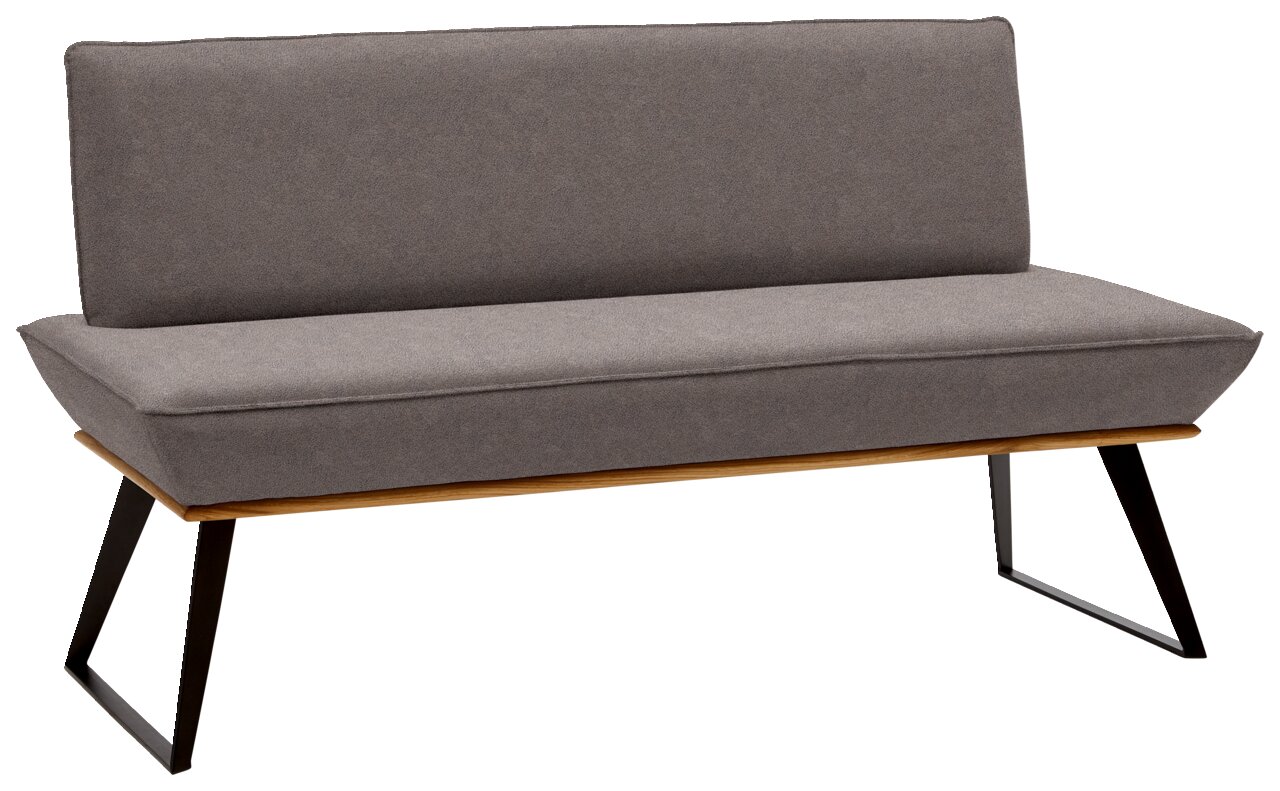 Voleo Bank MALIBU Graue Bank mit schwarzem Metallgestell, seitliche Perspektive