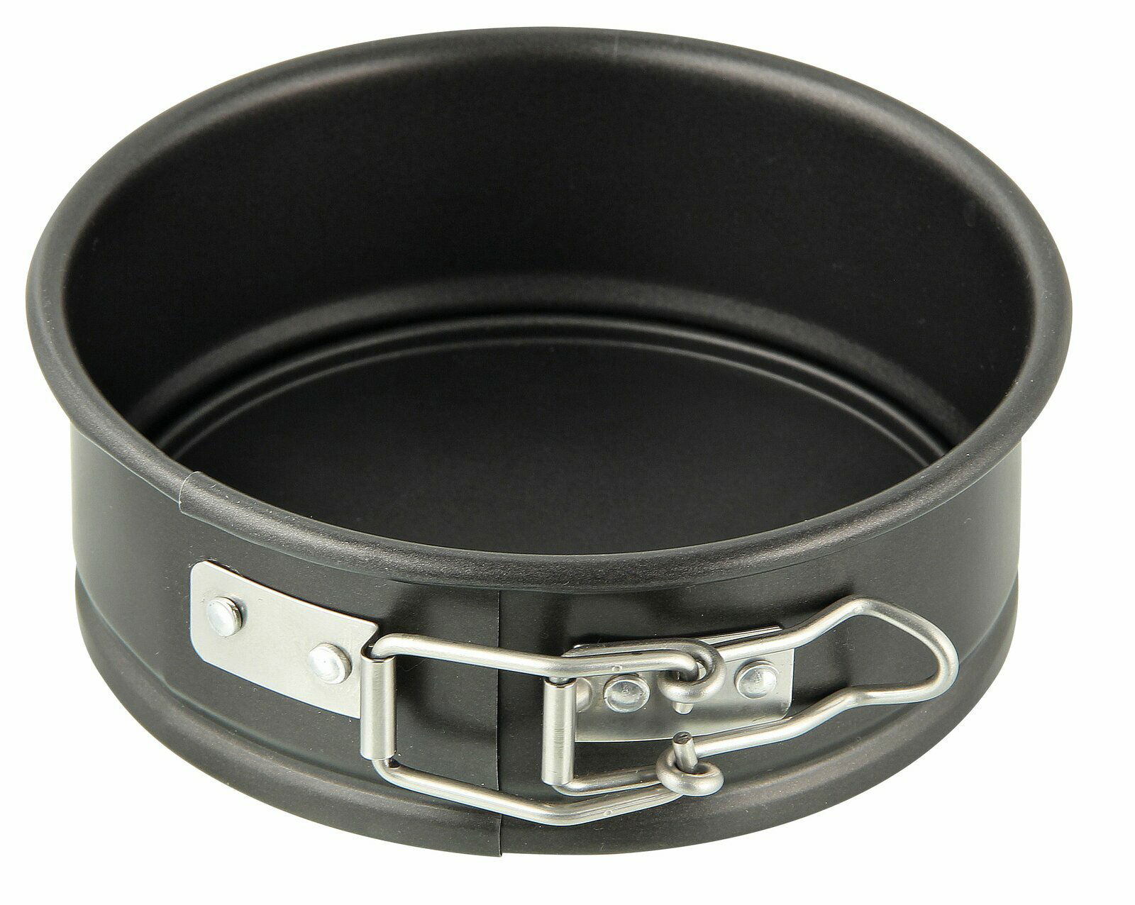 Springform 12cm aus schwarzem Metall mit Verschluss, seitliche Perspektive