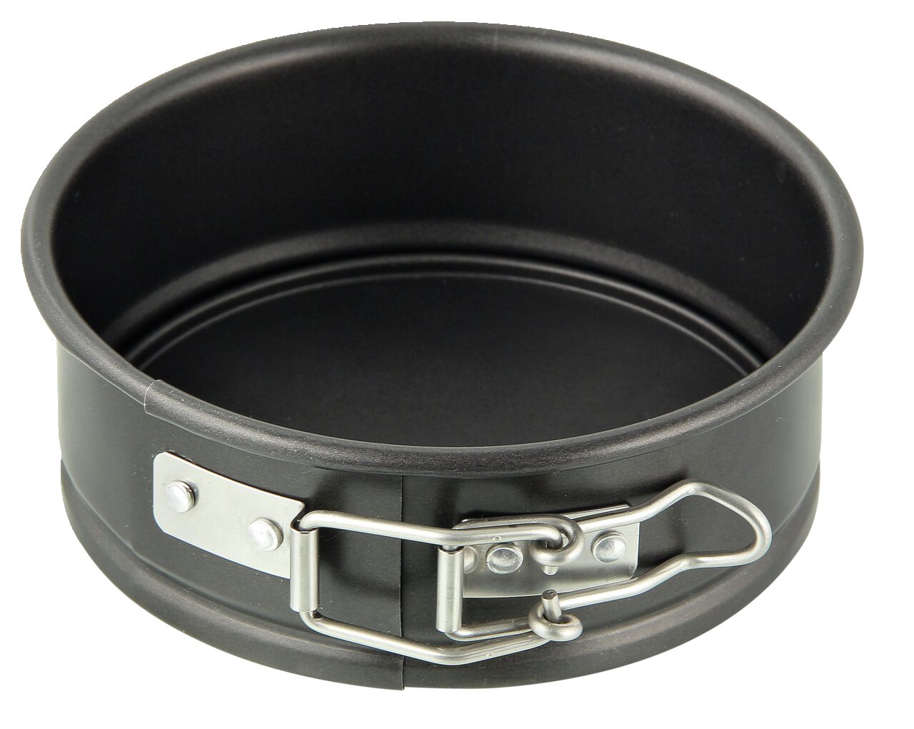 Springform 12cm aus schwarzem Metall mit Verschluss, seitliche Perspektive