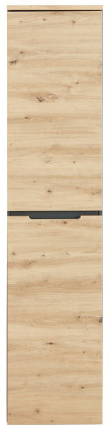 Schmaler Aktenschrank aus Holz in Frontansicht mit natürlicher Holzmaserung.