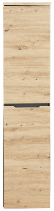 Schmaler Aktenschrank aus Holz in Frontansicht mit natürlicher Holzmaserung.