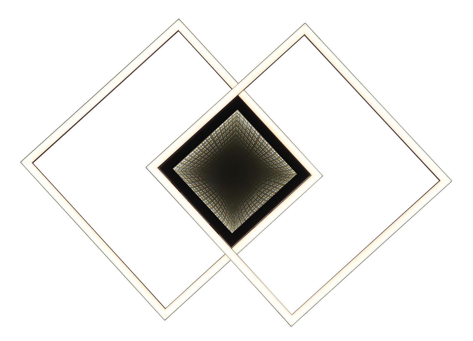 Moderne Deckenleuchte mit geometrischem Design, von unten betrachtet.