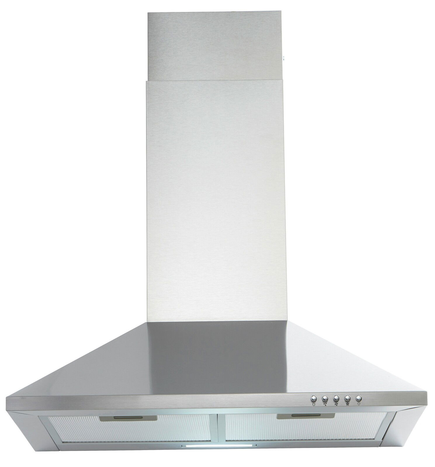 Dunstabzugshaube aus Edelstahl, frontale Ansicht
