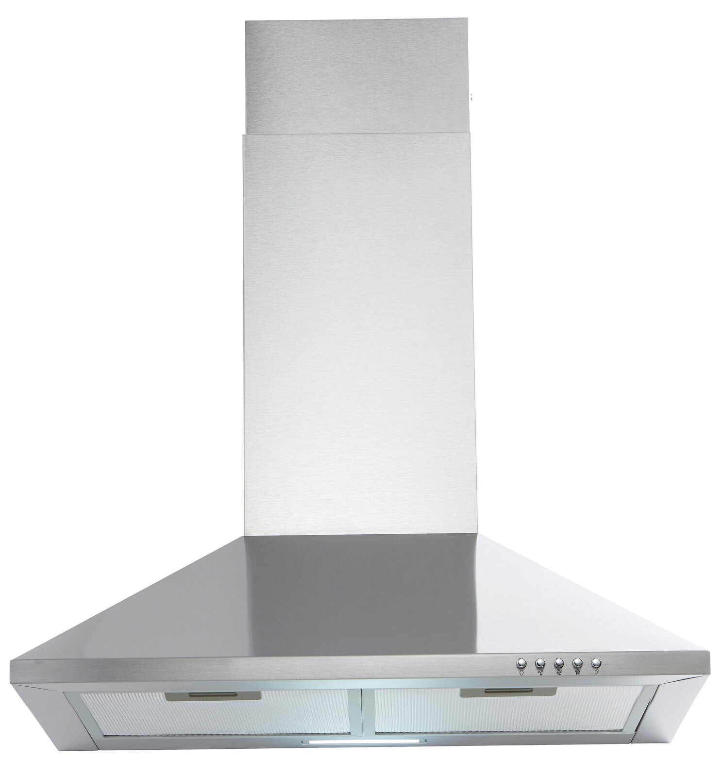 Dunstabzugshaube aus Edelstahl, frontale Ansicht