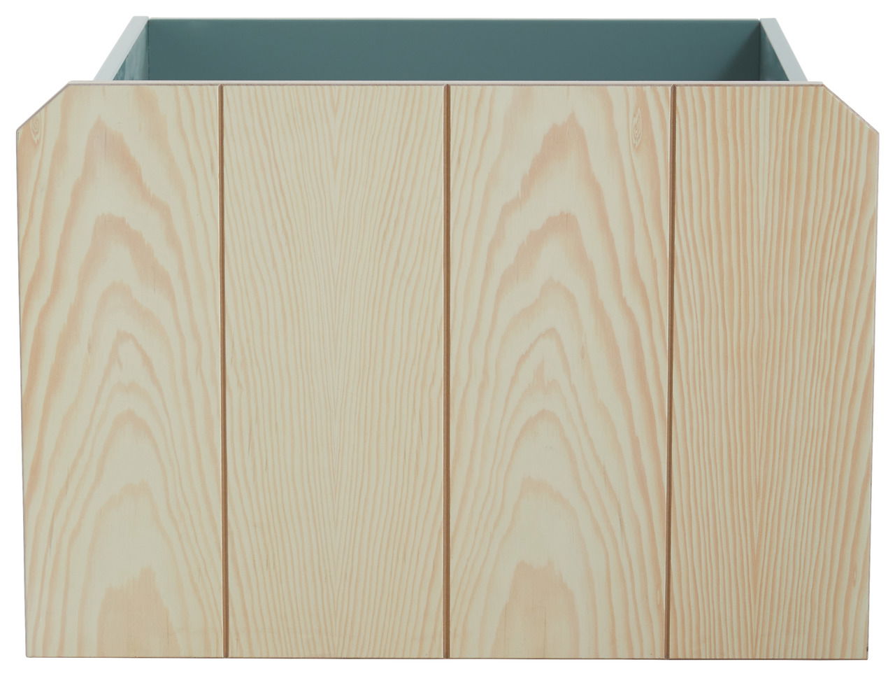 Frontansicht eines Schubladen-Sets aus hellem Holz mit natürlicher Maserung.