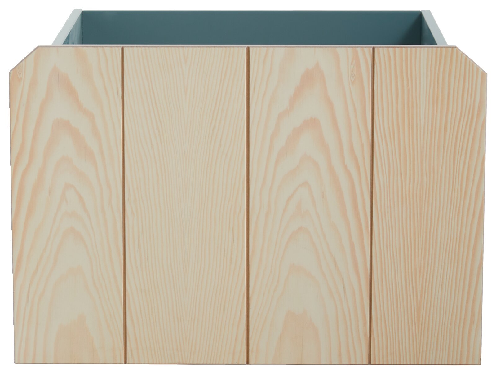 Frontansicht eines Schubladen-Sets aus hellem Holz mit natürlicher Maserung.