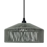 Outdoor-Hängeleuchte mit modernem, geflochtenem Design in seitlicher Perspektive.