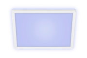 LED-plafondlamp in vierkante vorm met wit frame, gezien van onderaf